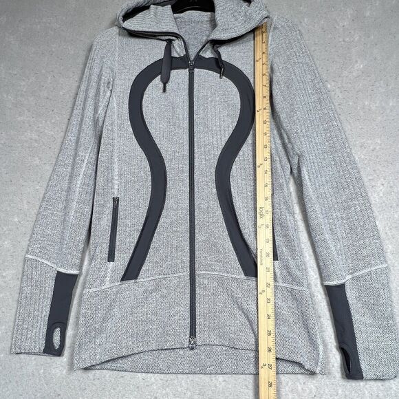 Lululemon Sweatshirt Womens Size 6 Ghost Herringbone Brushed Stride Jacket - Picture 10 of 13